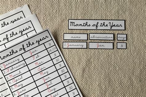 Months Of The Year Activity Pack In English Cursive Etsy