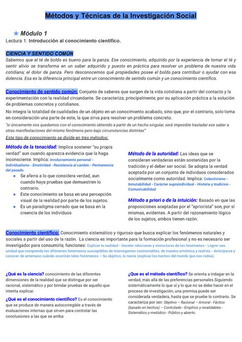 Mét y Téc de la Investigación Social M1 y M2 Métodos y Técnicas