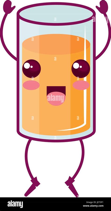 Vaso de zumo de naranja kawaii ilustración Vectorial character design