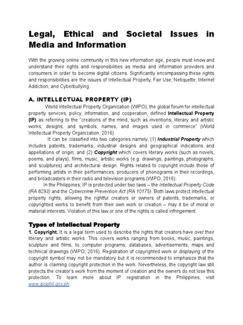 Legal Ethical Societal Issues Mil Pdf Intellectual Property Copyright