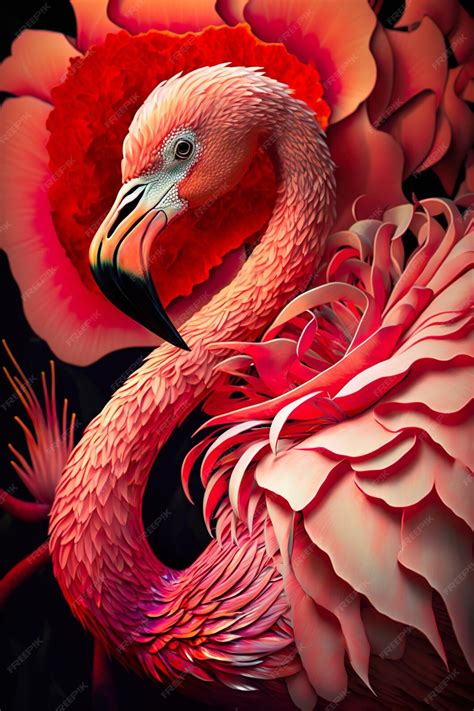 Premium Photo Beautiful Flamingo Flowers Poster Print Generative Ai