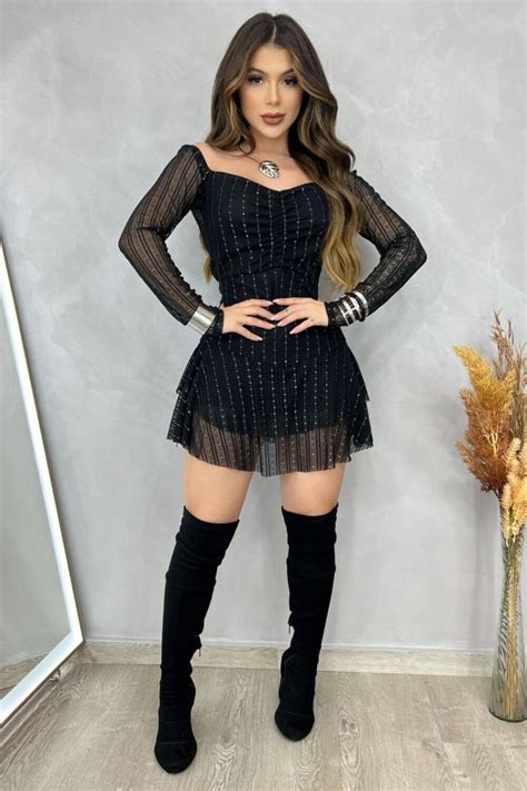 Vestido De Babadinho Curto - Vestido Curto Babado de Tule Manga Longa: sonho e romantismo para o seu ...