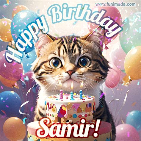 Cat-Themed Happy Birthday Samir GIF - Download on Funimada.com