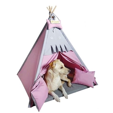 Tipi Dla Psa Namiot Budka Legowisko Wigwam Pink Gray Tabliczka Z