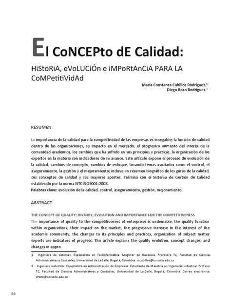 Historia Y Evolución De La Calidad Pdf Calidad Comercial Planificación