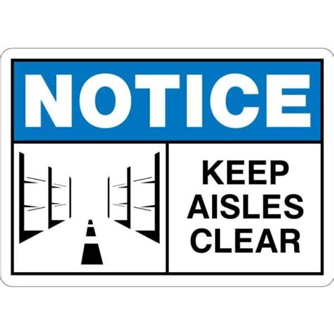 ANSI Notice Keep Aisles Clear Visual Workplace Inc