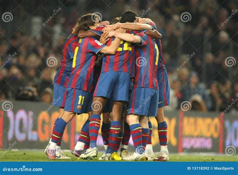 Players Group Of FC Barcelona Editorial Photography - Image: 13718392