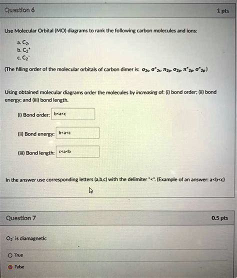 SOLVED Question 1pt8 Use Molecular Orbital MO Diagrams To Rank The