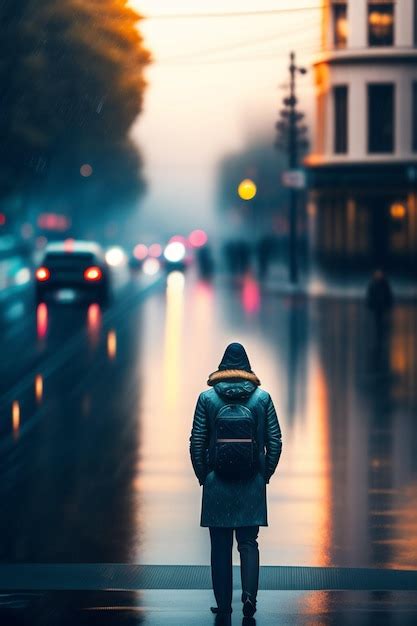 Premium Ai Image A Rainy Day People Are Walking Generated Ai