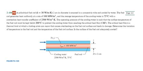 Solved Pd A Cylindrical Fuel Rod K W M K Cm Chegg