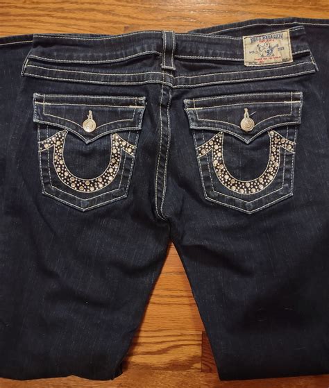 True Religion Joey Crystal Bling Flare Jeans Etsy