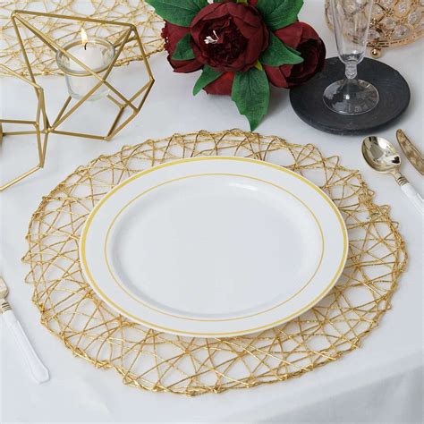 15 Gold Metallic String Woven Placemats Round Table Placemats