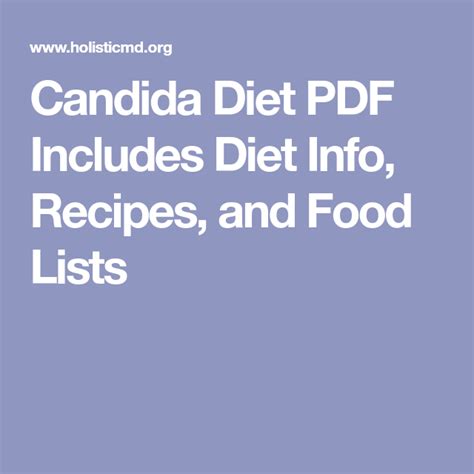 Candida Diet Pdf Includes Diet Info Recipes And Food Lists Candida