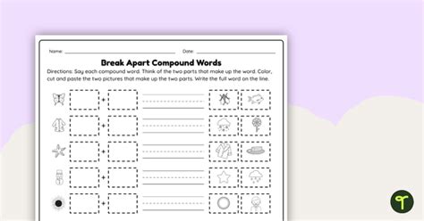 Compound Words Cut And Paste Worksheet Teach Starter