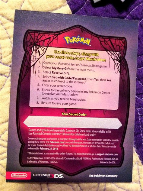 Marshadow Event Code Cards Pokémon Amino