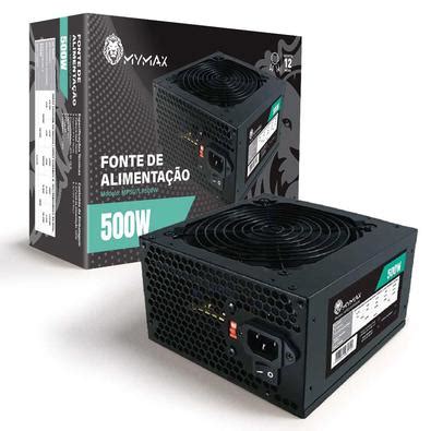 Fonte Atx 500w Real 24 Pinos Bivolt Manual Cabo Incluso Mymax KaBuM