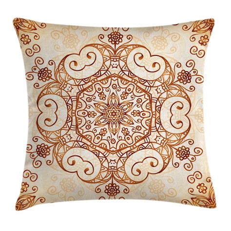 Vintage Throw Pillow Cushion Cover Ornamental Abstract Floral Pattern Swirled Damask Flower