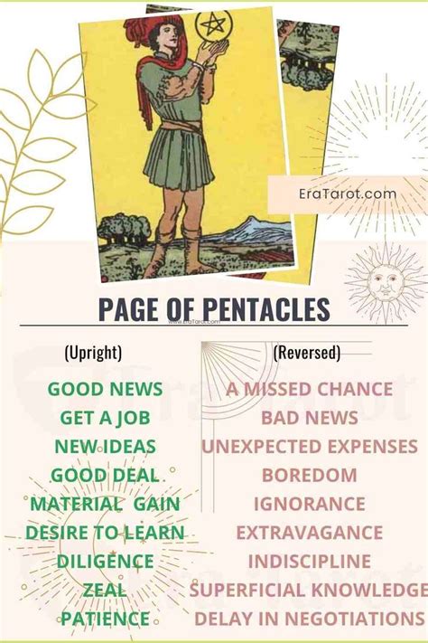 Page Of Pentacles Tarot Card Meaning Reversed Yes And No Love Life