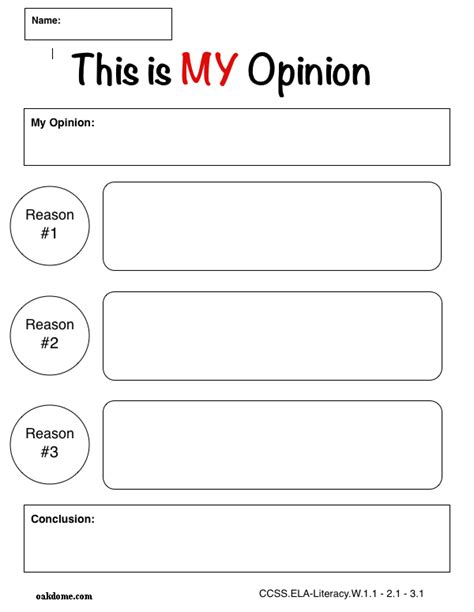 Opinion Writing Graphic Organizer St Grade