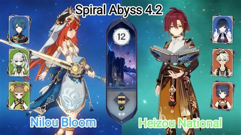 C0 Nilou Bloom C5 Heizou National Spiral Abyss 4 2 Floor 12 9 Star