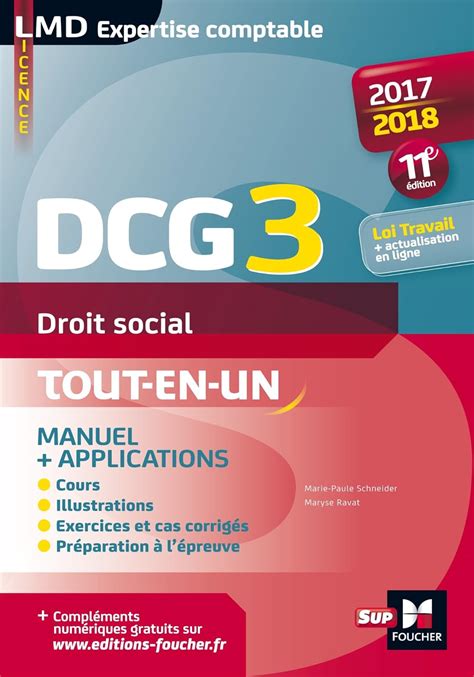 DCG 3 Droit social Manuel et applications Millésime 2017 2018