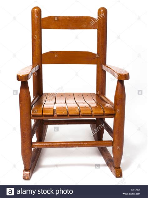 A Worn Childs Rocking Chair Isolated On White Stock Photo Alamy