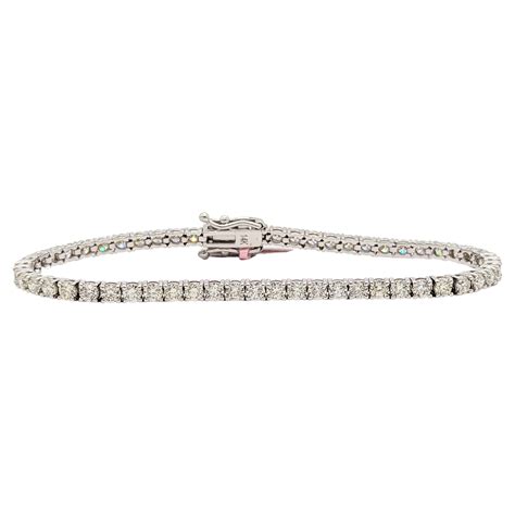 White Diamond Round Tennis Bracelet In 14k White Gold For Sale At 1stdibs