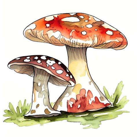 Premium Vector Cute Watercolor Mushrooms Painting