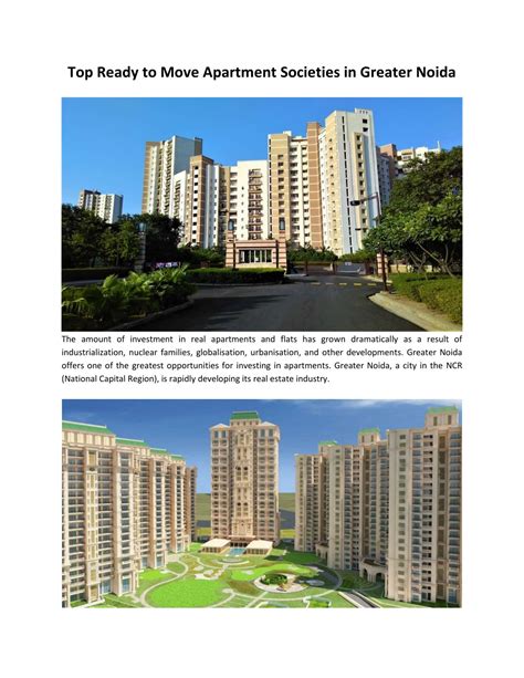 Ppt Top Ready To Move Apartment Societies In Greater Noida Powerpoint