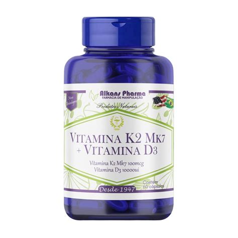 Vitamina K2mk7 100 Mcg Vitamina D3 10 000 Ui 60 Cápsulas Submarino