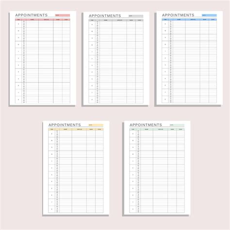 15 Minute Interval Appointment Book Printable Appointment Tracker Daily