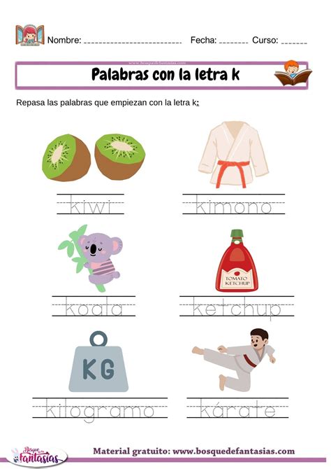 Palabras con la letra K Actividades y ejemplos para niños