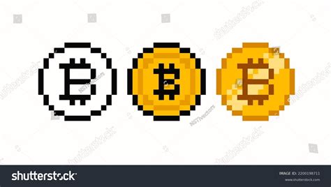 Pixel Art Bitcoin Blockchain Cryptocurrency Gold Stock Vector Royalty