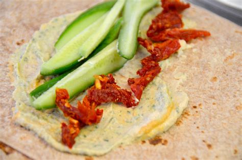 Easy Wrap Recipe Cucumber Hummus Sun Dried Tomatoes Mr Kate