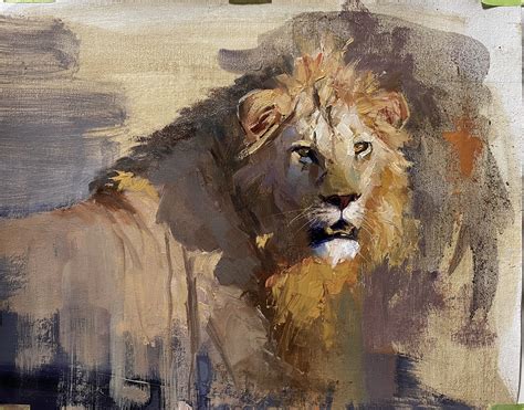 Male Lion 3 Oil Painting – Dean Adams Art