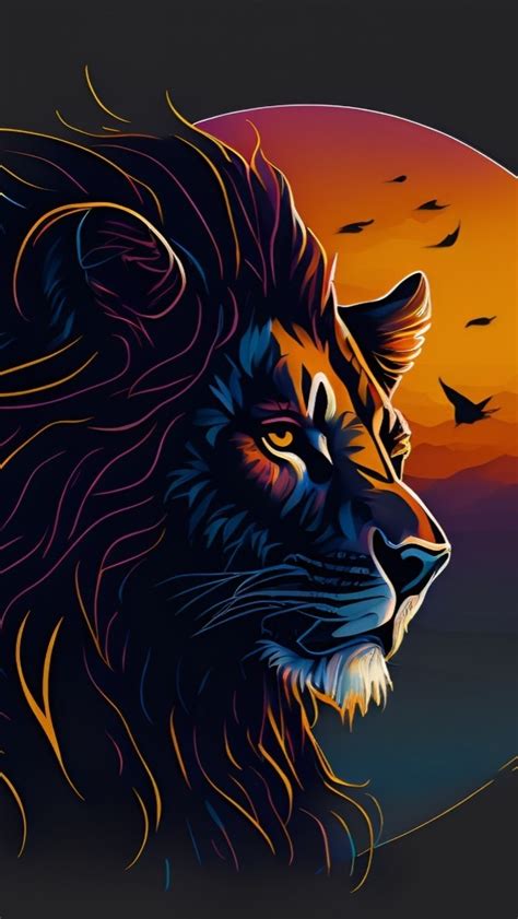 Majestic Retro Sunset Lion Backiee