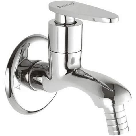 Silver Round Opal Brass Nozzle Bib Cock Chrome Plated Tap For Bathroom