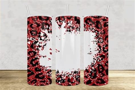 Leopard Red Glitter Splash 20oz Tumbler Graphic By Superdong Nu