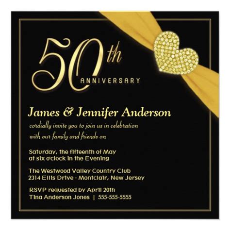 50th Wedding Anniversary Party Invitations 525 Square Invitation Card Zazzle