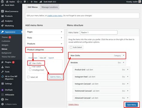 How To Add Product Categories To Menu In Wordpress Fly With Wp