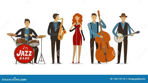 Jazz Band Blues Music Musical Festival Concept Cartoon Vector Illustration Stock Vector