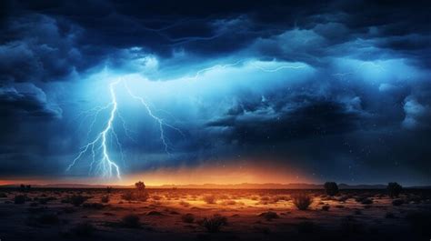 Premium Photo Lightning Storm Over A Prairie Landscape