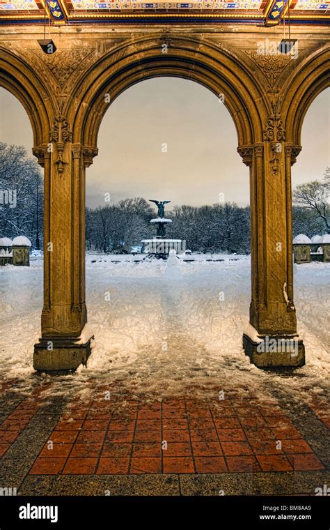 Bethesda Fountain In New York Citys Central Park Seen Through The