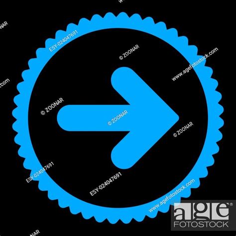 Arrow Right Flat Blue Color Round Stamp Icon Stock Photo Picture And