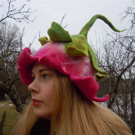 Beautiful Bell Shaped Hat Pink Bell Flower Hat Pixie Hat Elf Etsy