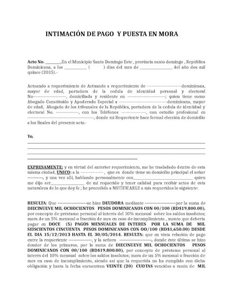 Docx Modelo De Intimacion De Pago Dokumentips