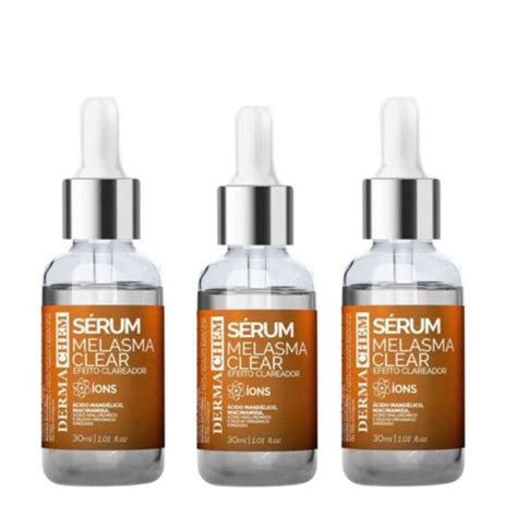 Kit Com 3 Serum Melasma Clear Efeito Clareador Dermachem Sérum Para O Rosto Magazine Luiza