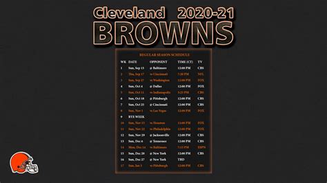 2020-2021 Cleveland Browns Wallpaper Schedule