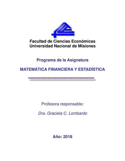 Programa Mafes Tuac 2018 Facultad De Ciencias Económicas Universidad Nacional De Misiones