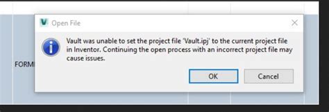 Impossibile Impostare Il File Di Progetto In Vault Al File Di